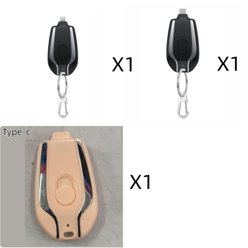 Portable Power Bank Keychain Charger with Retractable Connector and Carabiner Clip