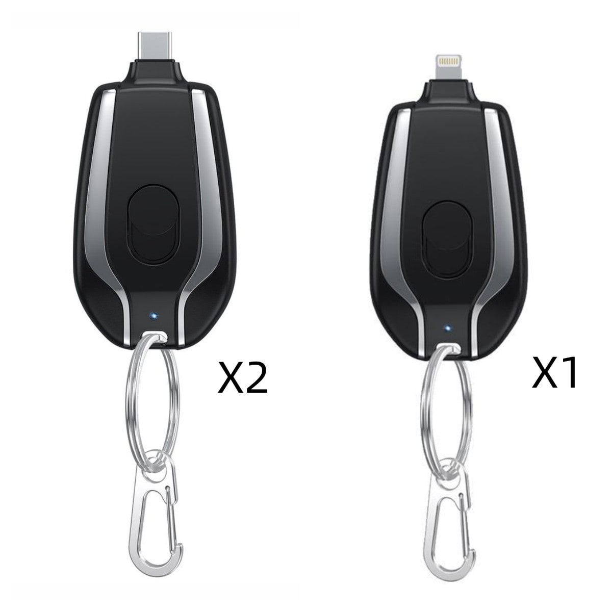 Portable Power Bank Keychain Charger with Retractable Connector and Carabiner Clip