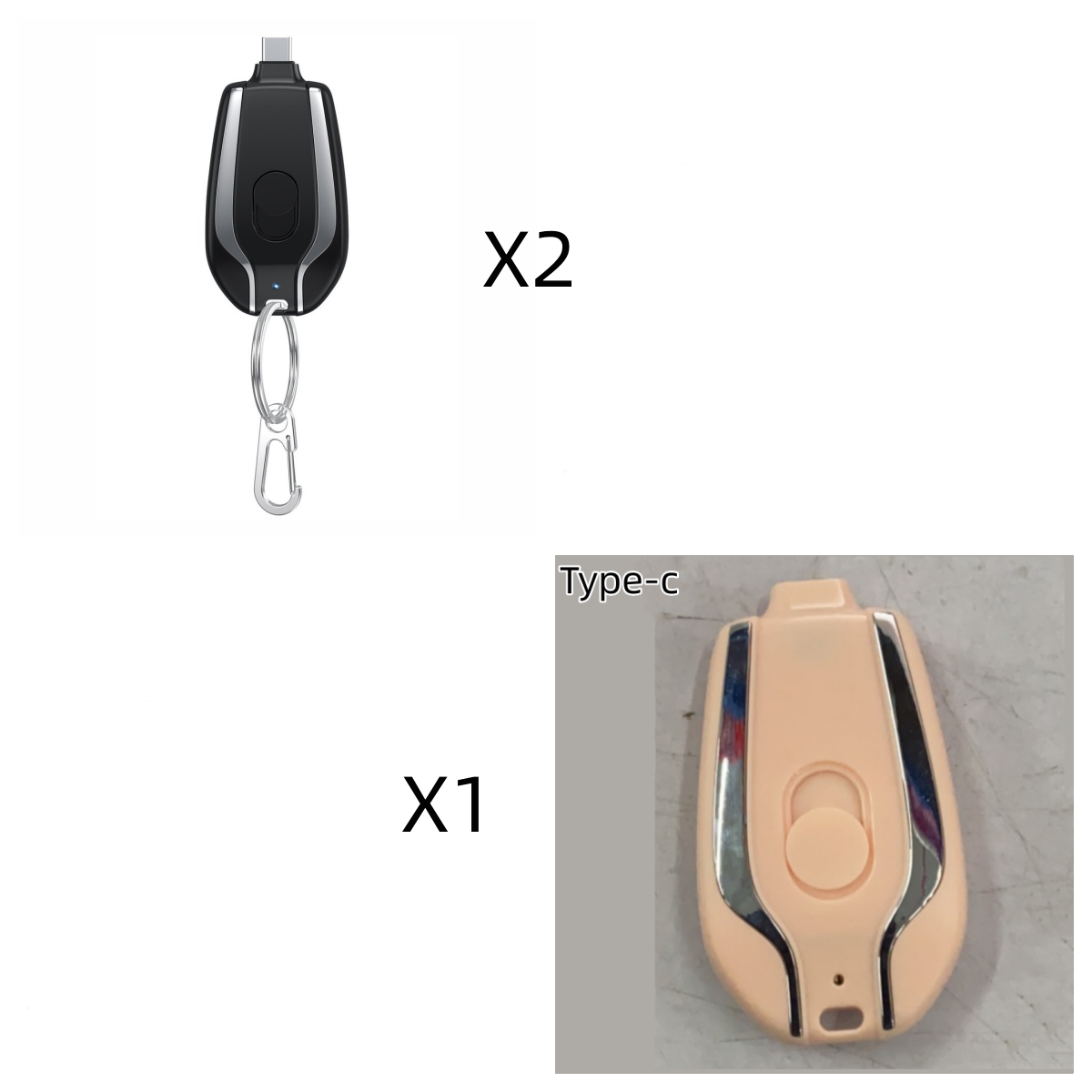Portable Power Bank Keychain Charger with Retractable Connector and Carabiner Clip