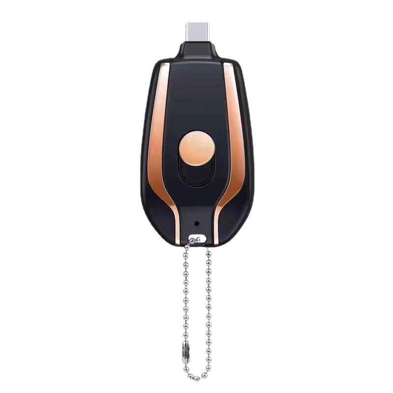 Portable Power Bank Keychain Charger with Retractable Connector and Carabiner Clip