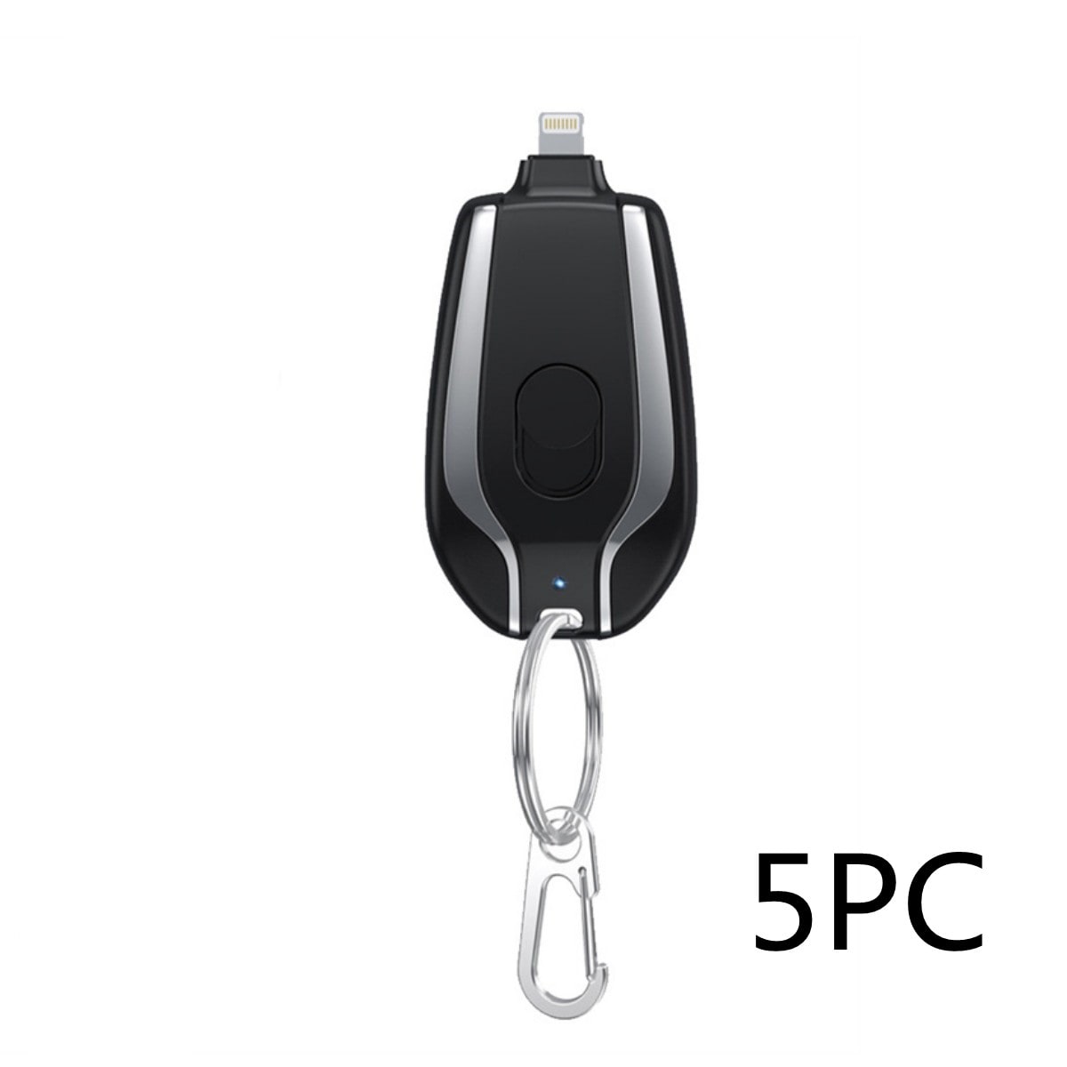 Portable Power Bank Keychain Charger with Retractable Connector and Carabiner Clip