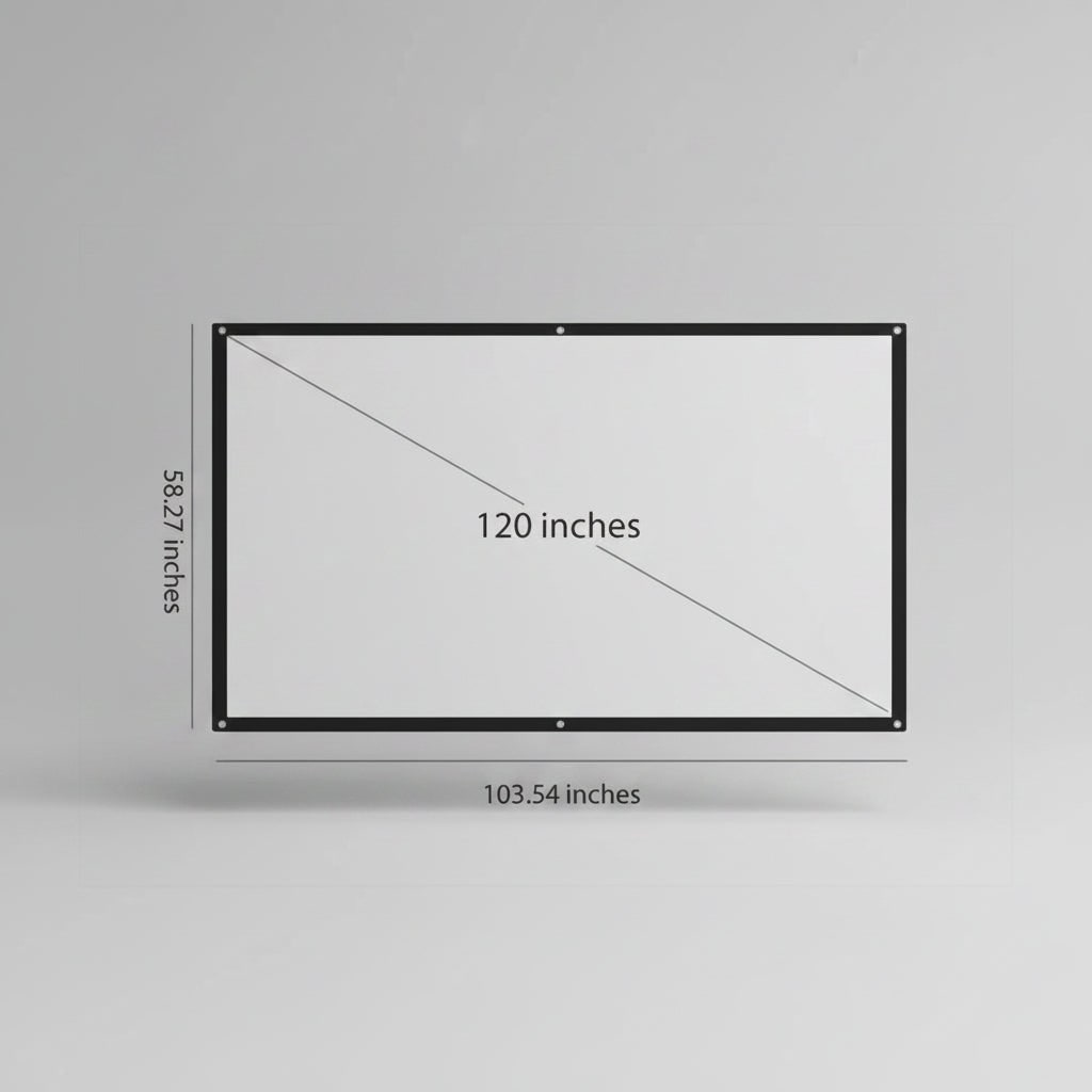 Portable Foldable 120 Inch Projection Screen with White Fabric and Metal Grommets