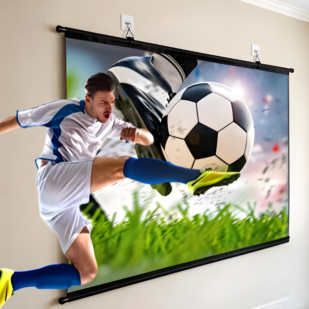 Portable Projector Screen with Stand Wall Mount 16 9 Widescreen White