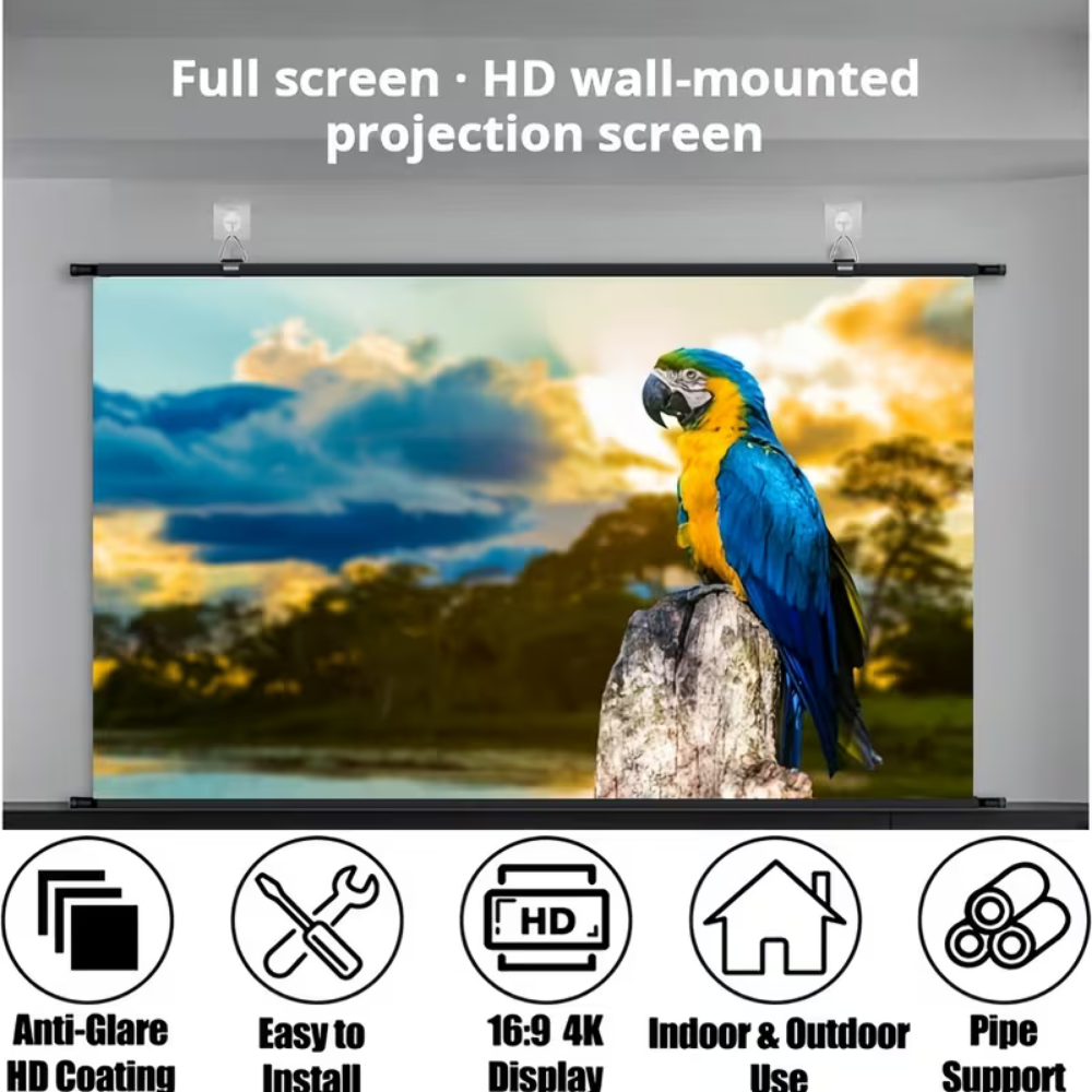 Portable Projector Screen with Stand Wall Mount 16 9 Widescreen White