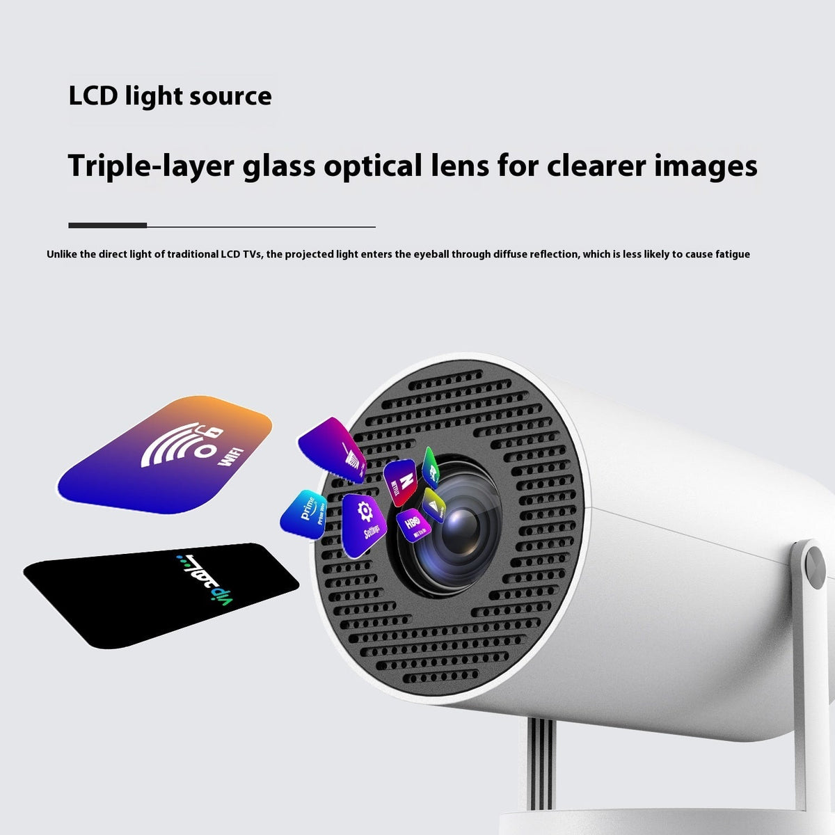 Portable Projector with Outdoor Screen Ultra Short Throw Compact Design and 180° Rotation Stand