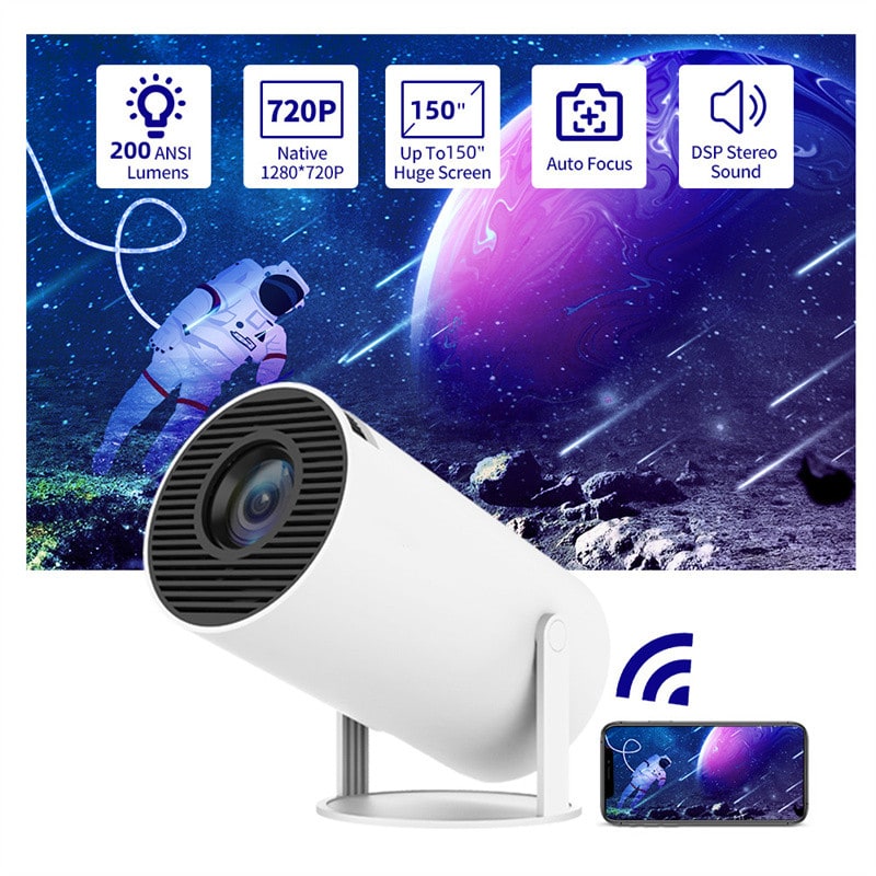 Portable Projector with Outdoor Screen Ultra Short Throw Compact Design and 180° Rotation Stand