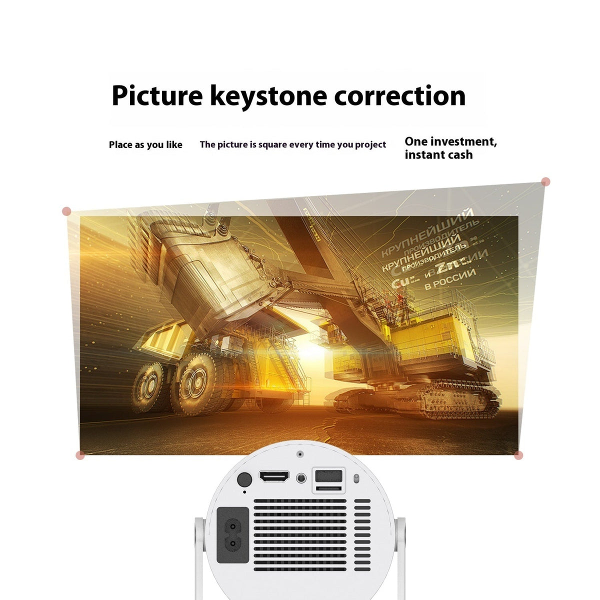 Portable Projector with Outdoor Screen Ultra Short Throw Compact Design and 180° Rotation Stand