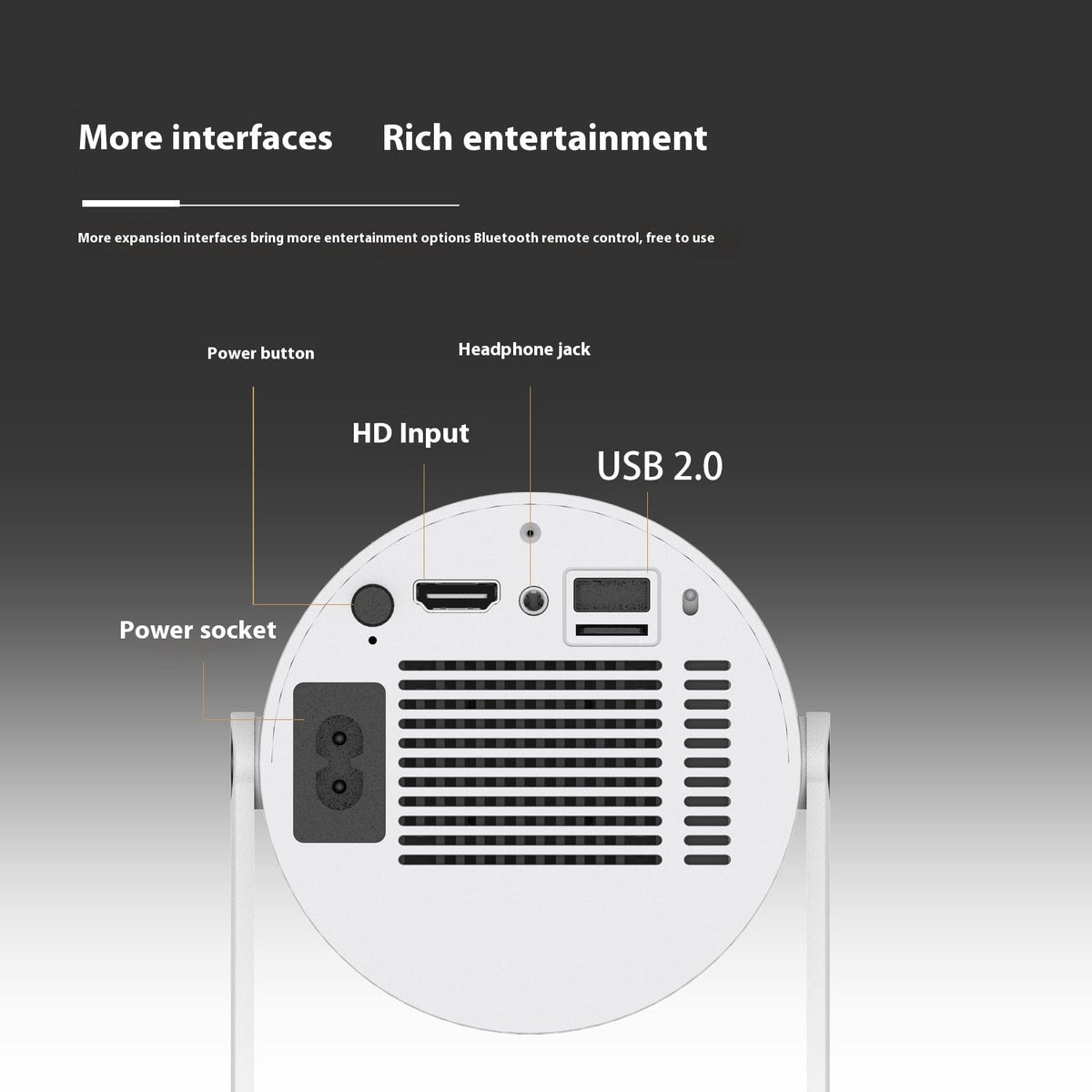Portable Projector with Outdoor Screen Ultra Short Throw Compact Design and 180° Rotation Stand