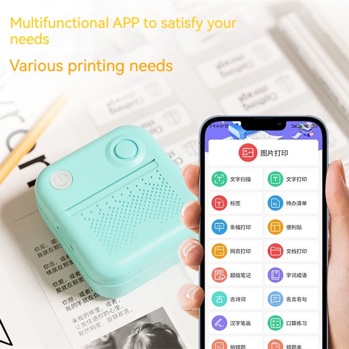 Portable Thermal Label Printer with Bluetooth Wireless Connectivity for Handheld Direct Printing