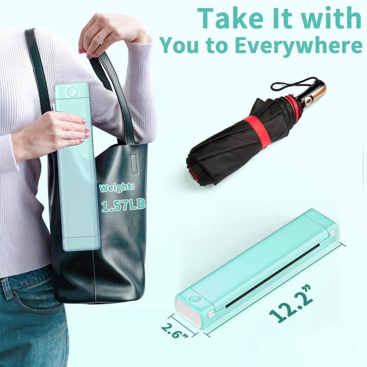 Portable Thermal Printer Wireless Bluetooth USB Compact A4 Smartphone Mobile