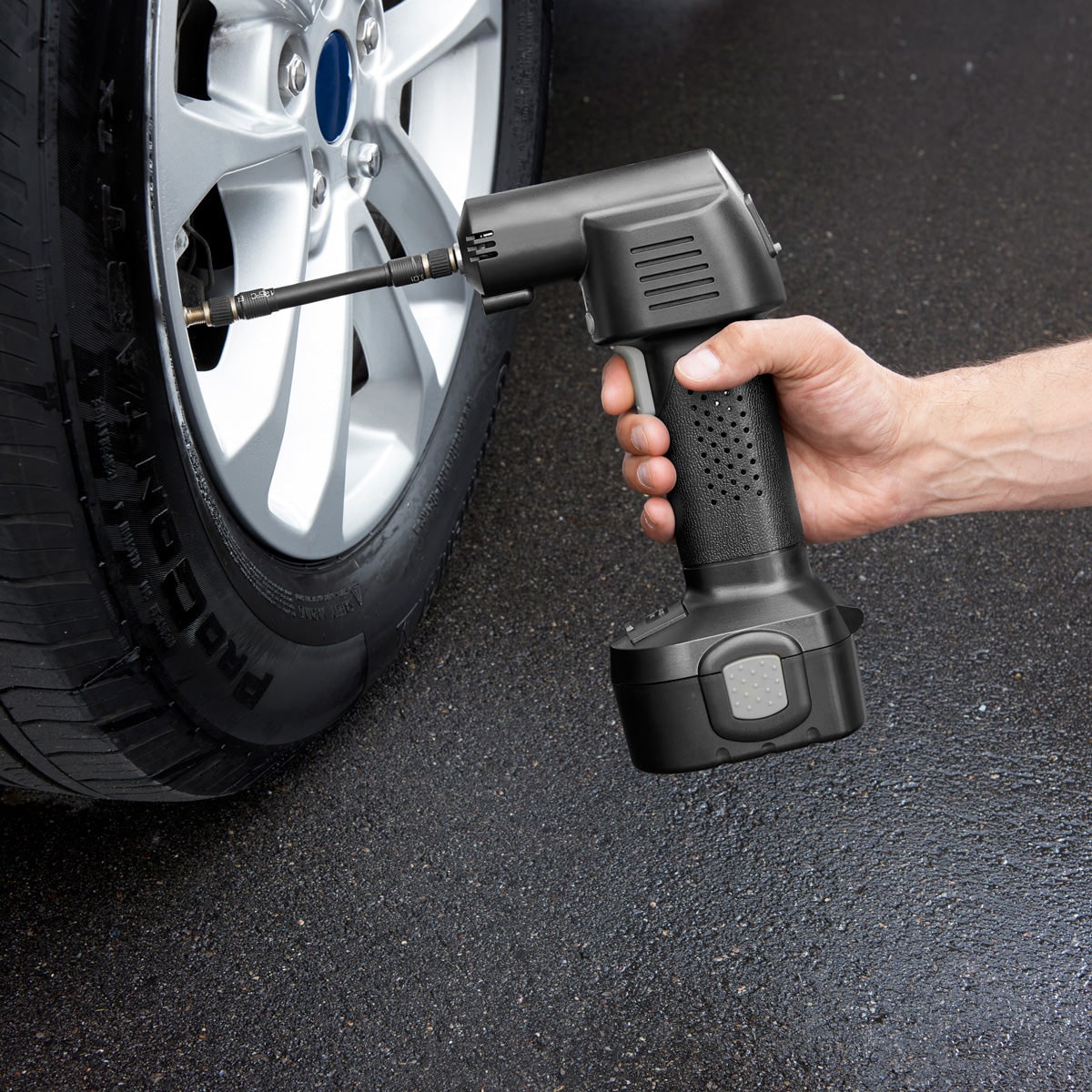 Portable Cordless Tire Inflator with Rechargeable Battery and Digital Lcd Display