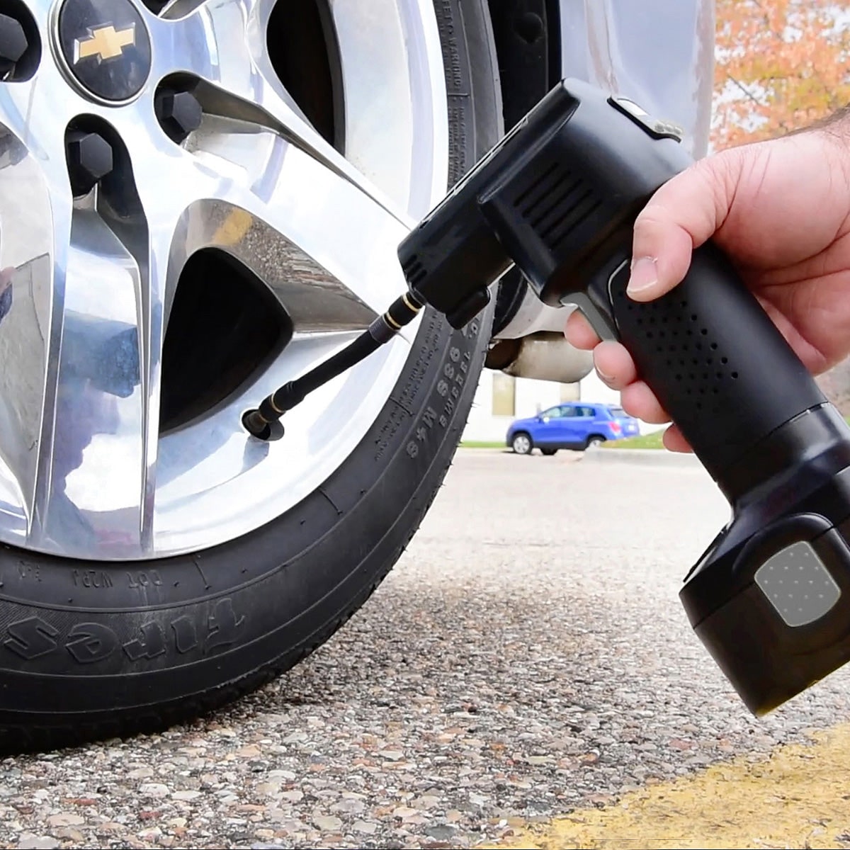 Portable Cordless Tire Inflator with Rechargeable Battery and Digital Lcd Display