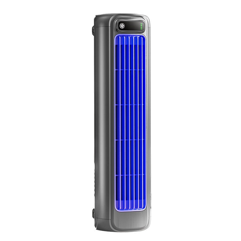 Portable Tower Desk Fan Rechargeable LED Compact Metal Mesh Battery