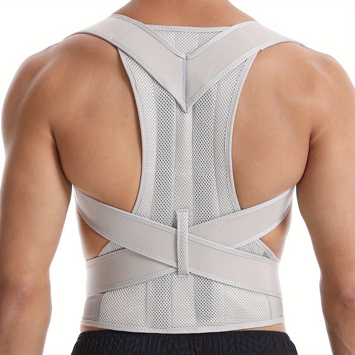 Posture Corrector Back Brace with Lumbar Support and Adjustable Mesh Straps