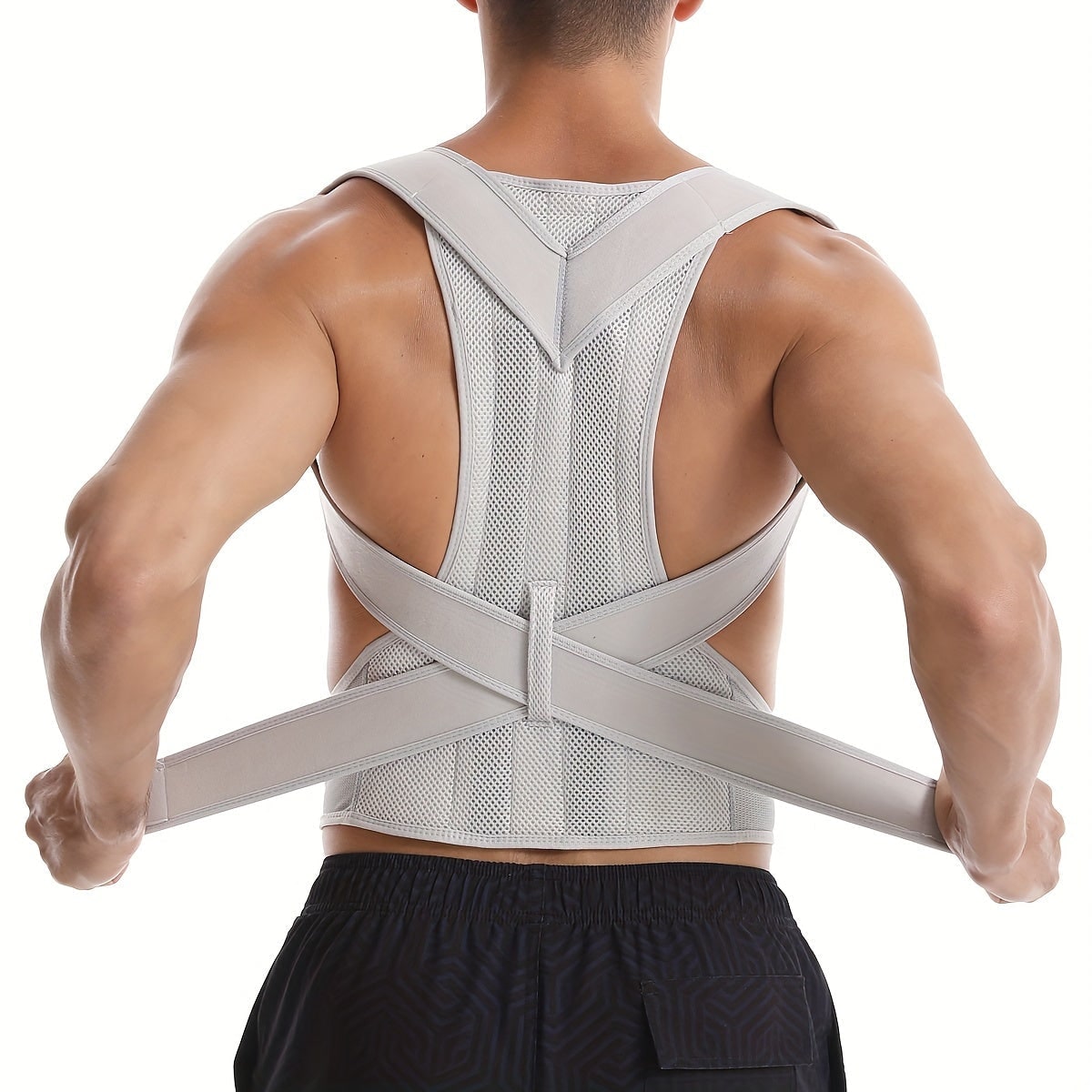 Posture Corrector Back Brace with Lumbar Support and Adjustable Mesh Straps