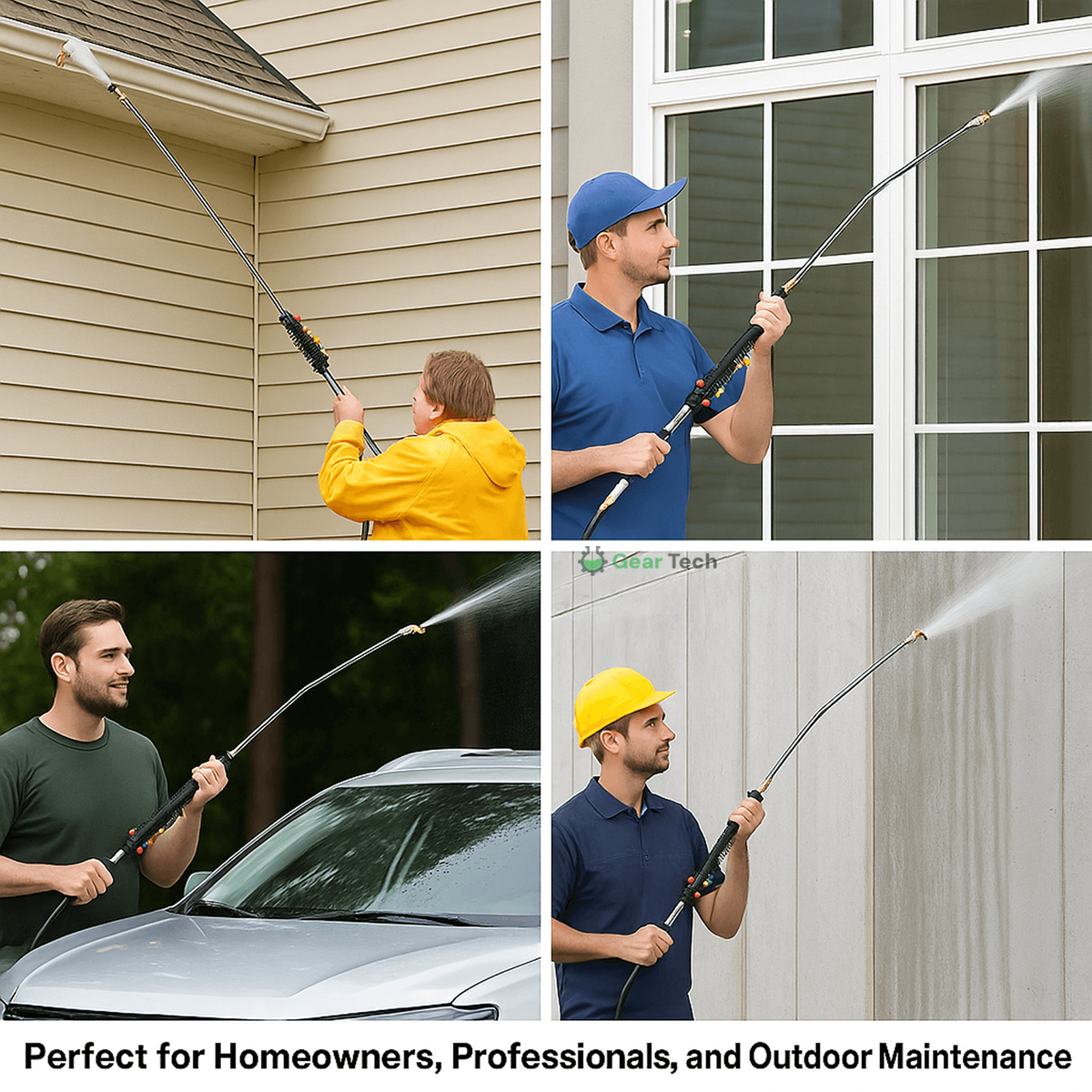 Pressure Washer Wand with Power Spray Extension Brass Couplers and Five Nozzle Tips