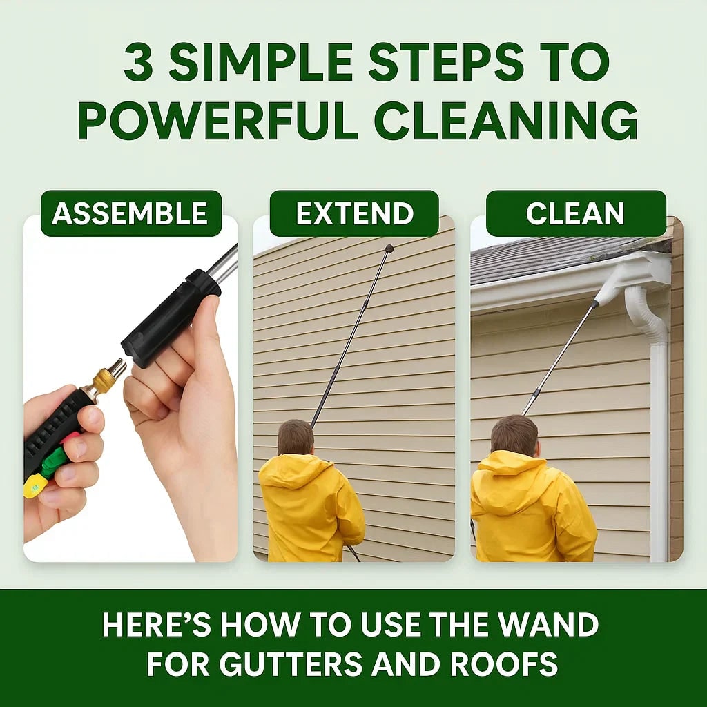 Pressure Washer Wand with Power Spray Extension Brass Couplers and Five Nozzle Tips