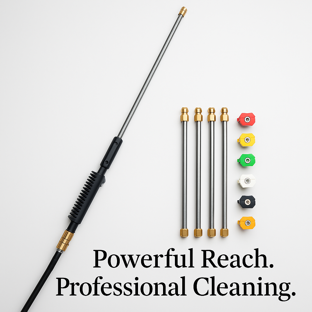 Pressure Washer Wand with Power Spray Extension Brass Couplers and Five Nozzle Tips