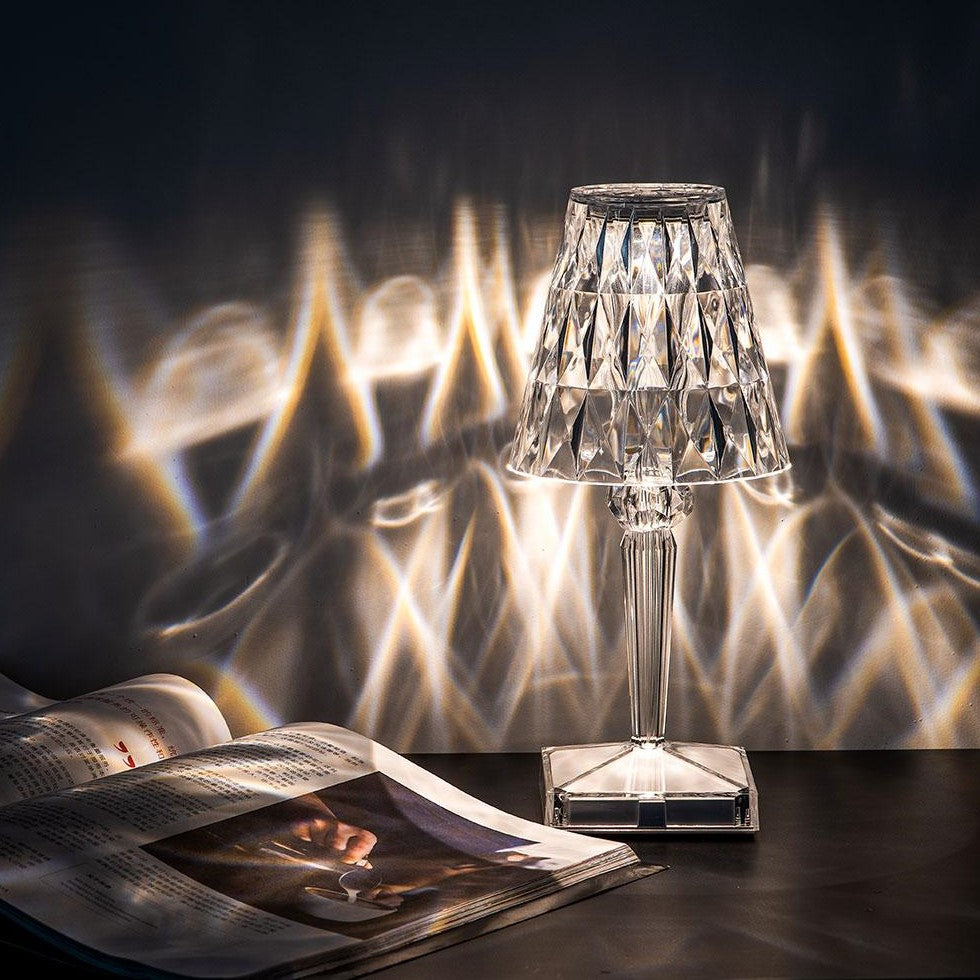 Elegant Crystal Accent Lamp Dimmable Rechargeable Lighting for Home