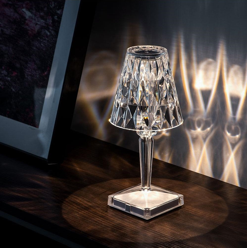 Elegant Crystal Accent Lamp Dimmable Rechargeable Lighting for Home