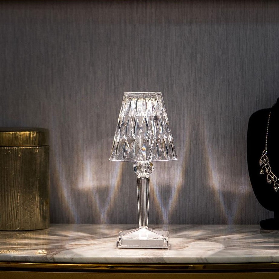 Elegant Crystal Accent Lamp Dimmable Rechargeable Lighting for Home