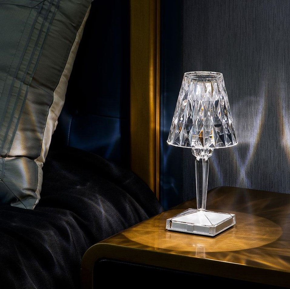 Elegant Crystal Accent Lamp Dimmable Rechargeable Lighting for Home