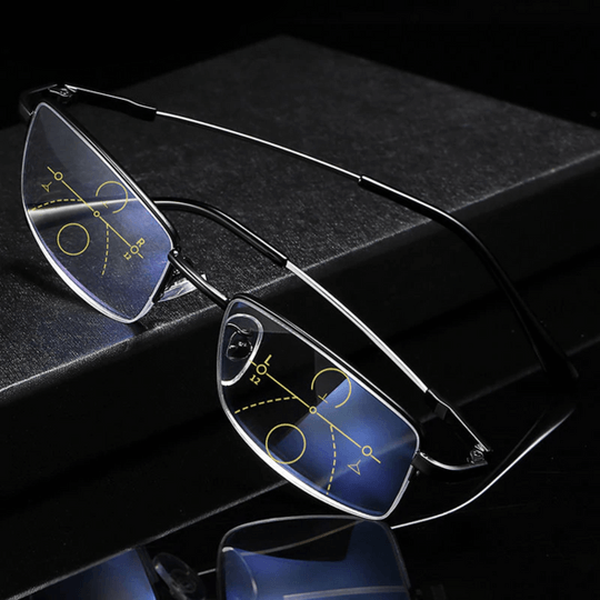 Progressive Multifocal Reading Glasses with Blue Light Blocking and Lightweight Metal Frame
