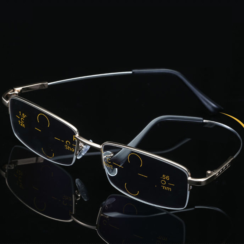 Progressive Multifocal Reading Glasses with Blue Light Blocking and Lightweight Metal Frame