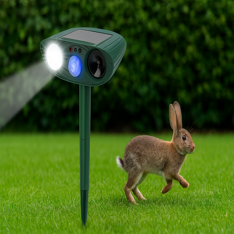 Solar Powered Ultrasonic Rabbit Repeller Humane Garden Protection