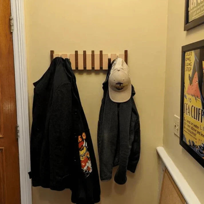 Wall Coat Rack with Foldable Hooks Space-Saving Hallway Storage