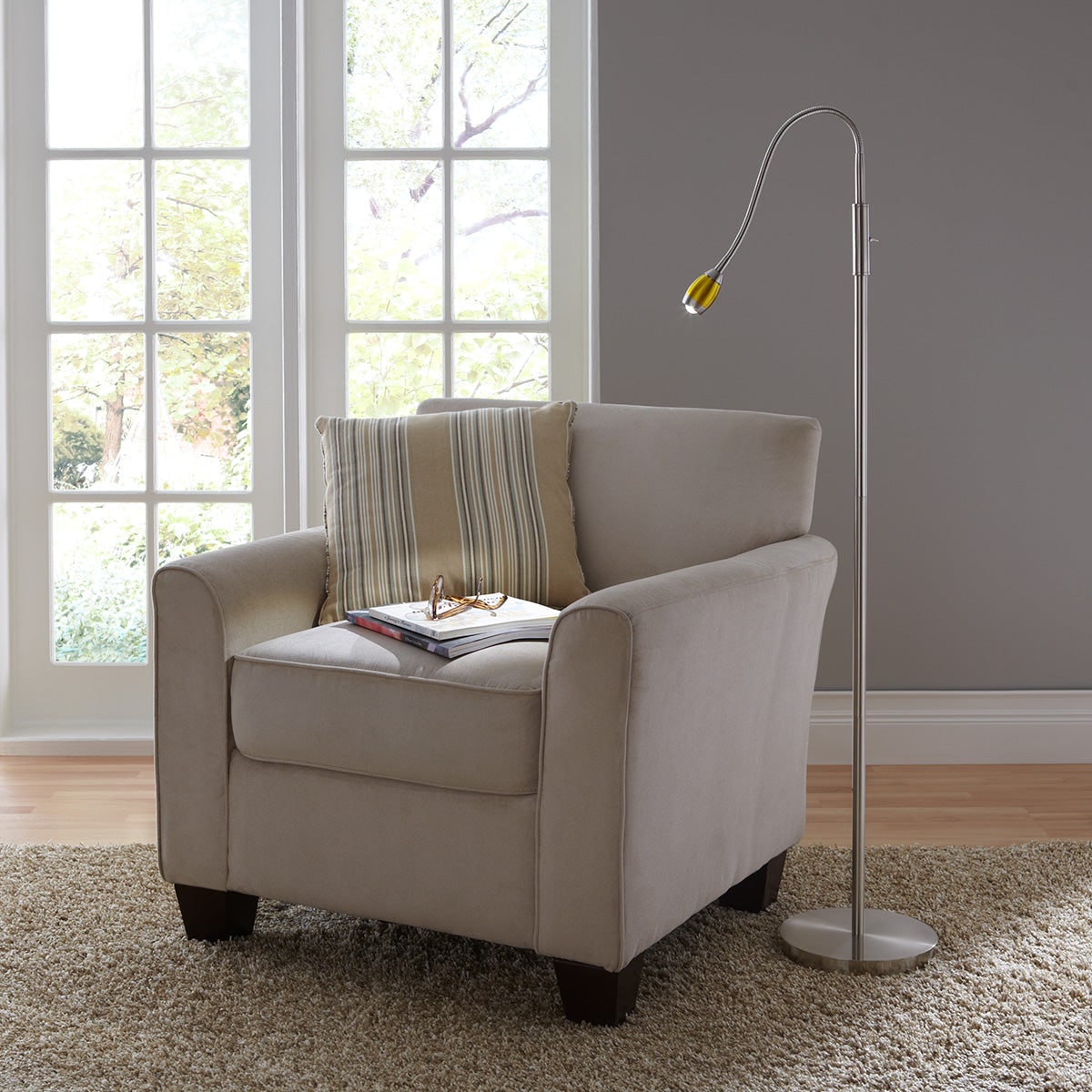 Reading Floor Lamp with Adjustable Gooseneck Arc LED Task Light and Focused Beam Bright