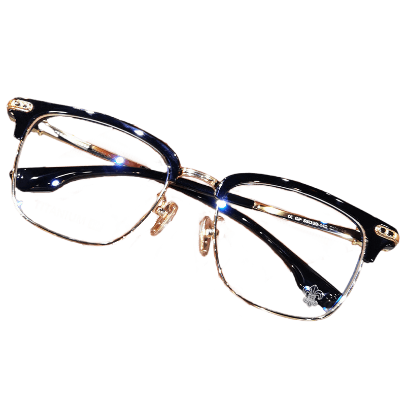 Reading Glasses Browline Metal Frame Gold Black Adjustable