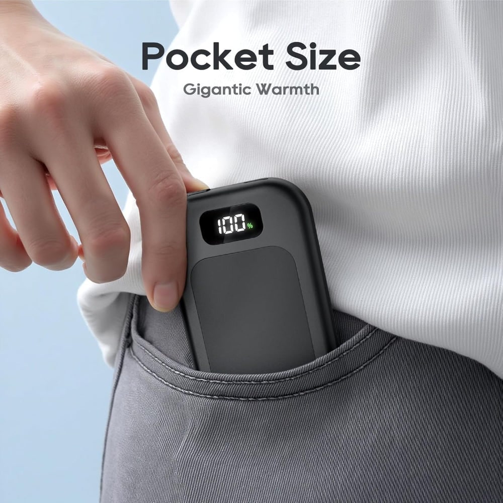 Rechargeable Electric Hand Warmers Reusable Pocket Heater with LED Display and Three Heat Levels