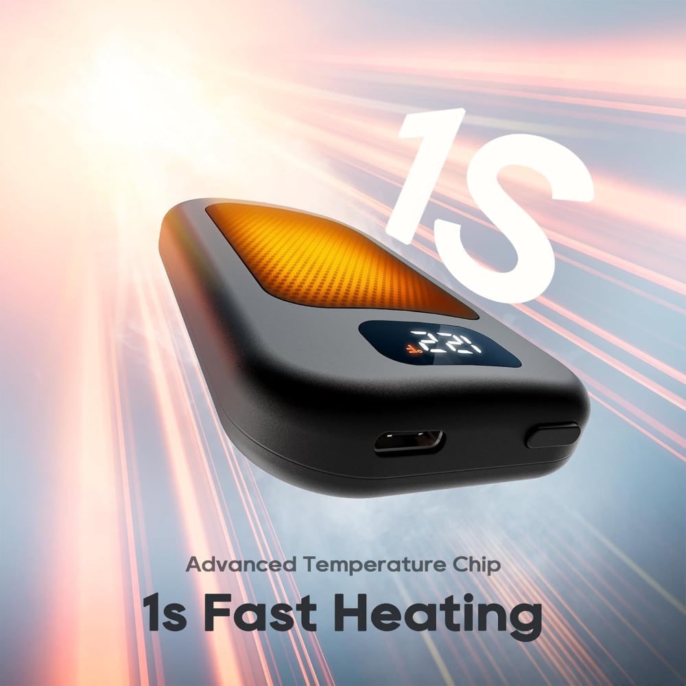 Rechargeable Electric Hand Warmers Reusable Pocket Heater with LED Display and Three Heat Levels