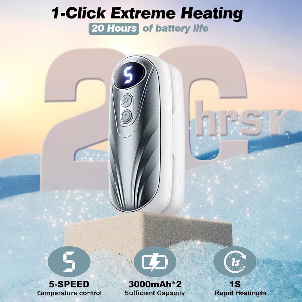 Rechargeable Electric Hand Warmers with LED Display Reusable Portable Pocket Heater Set of 2
