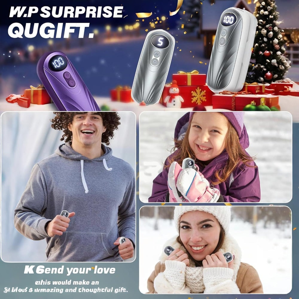 Rechargeable Electric Hand Warmers with LED Display Reusable Portable Pocket Heater Set of 2