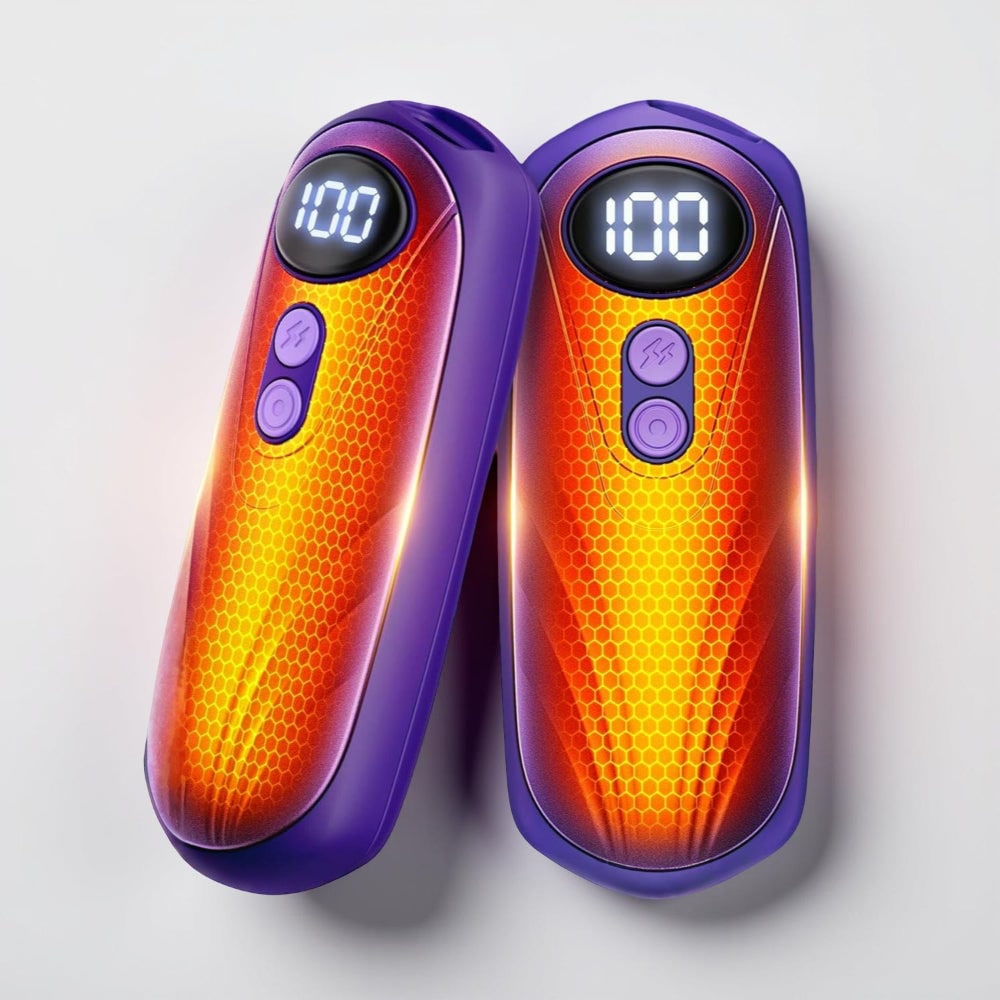 Rechargeable Electric Hand Warmers with LED Display Reusable Portable Pocket Heater Set of 2