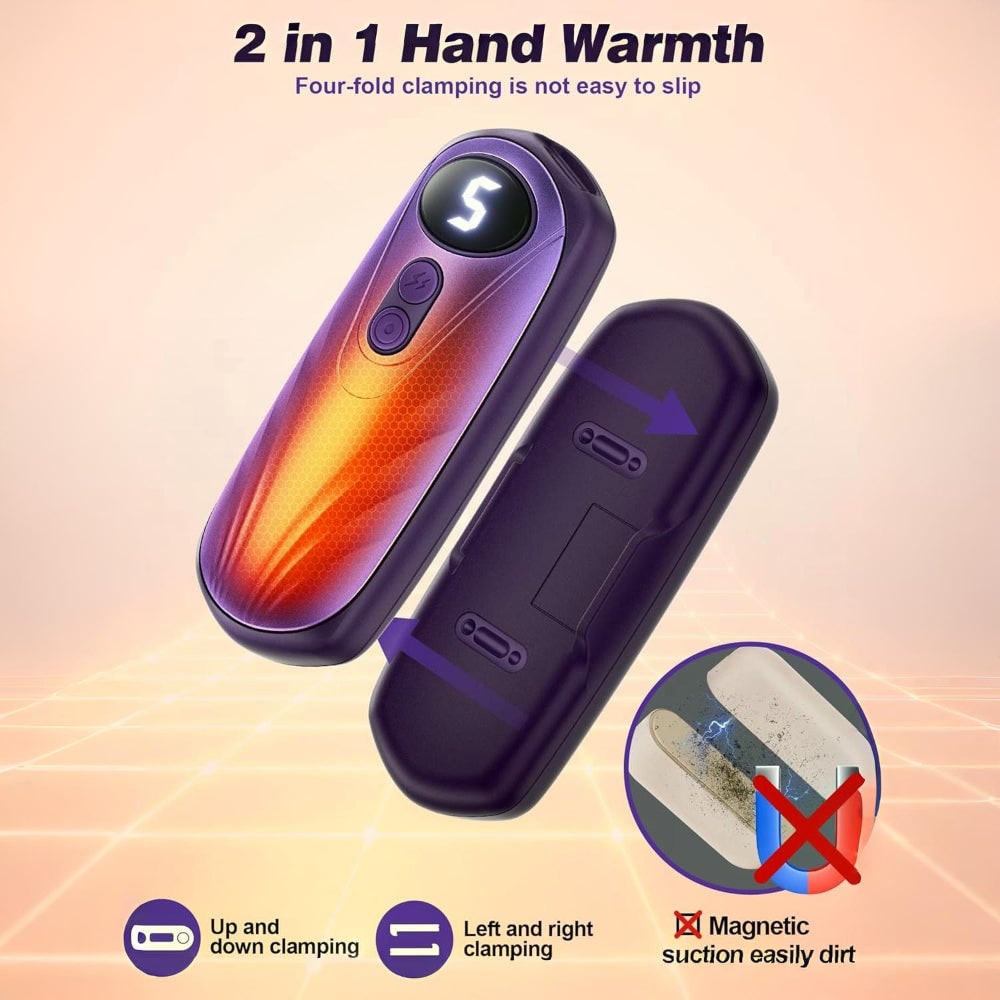 Rechargeable Electric Hand Warmers with LED Display Reusable Portable Pocket Heater Set of 2