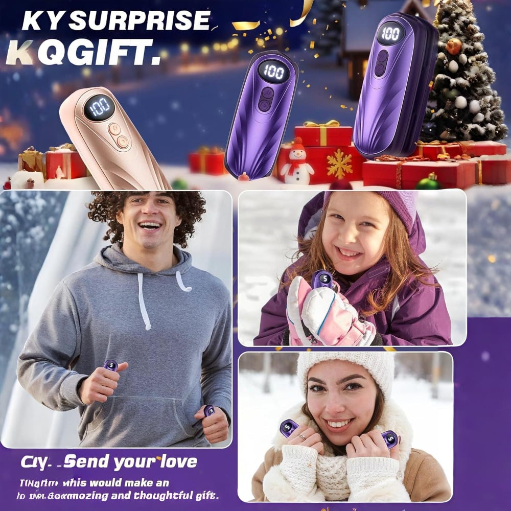 Rechargeable Electric Hand Warmers with LED Display Reusable Portable Pocket Heater Set of 2