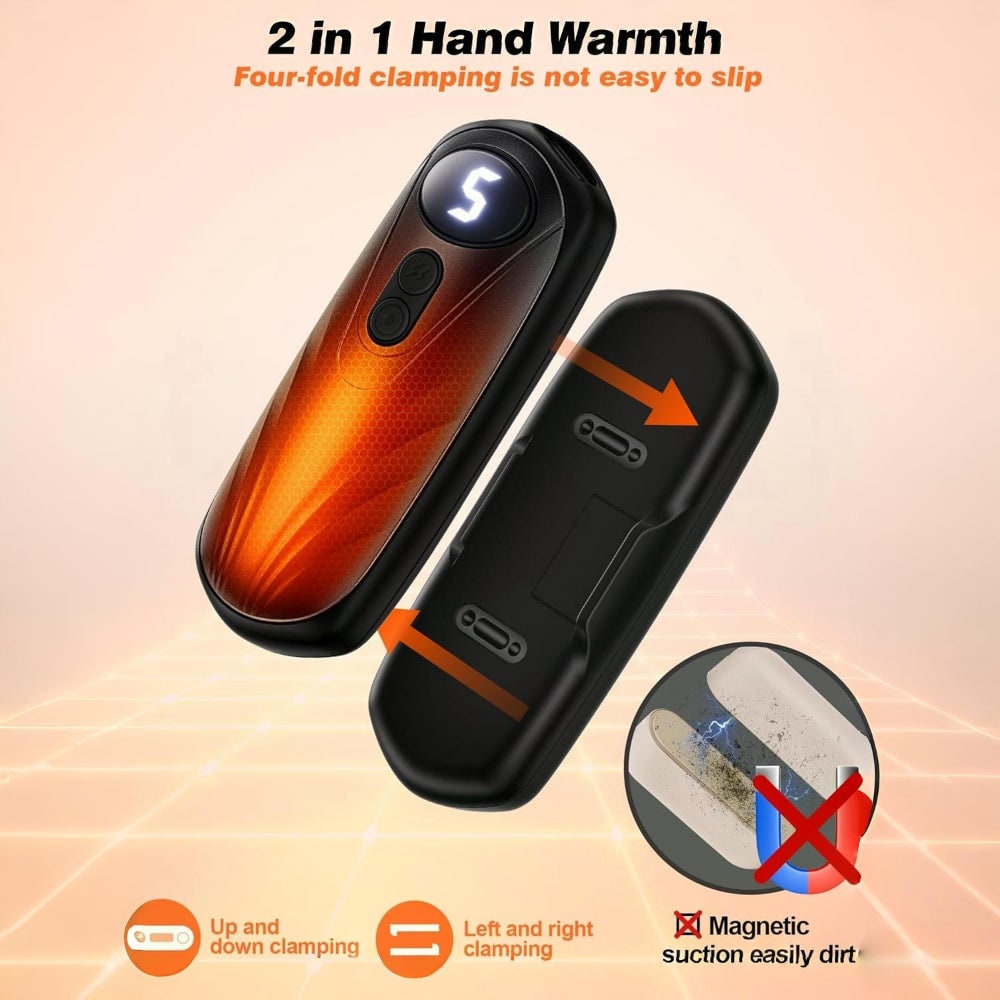 Rechargeable Electric Hand Warmers with LED Display Reusable Portable Pocket Heater Set of 2