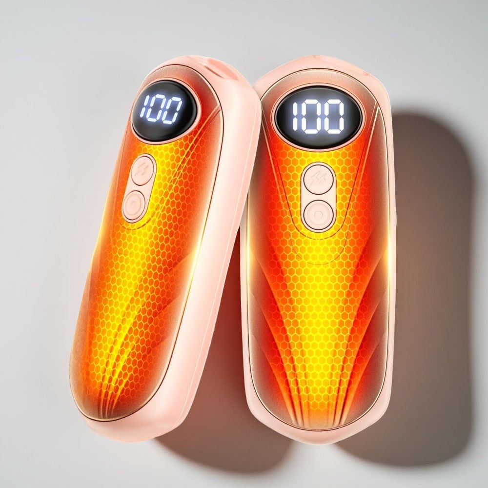 Rechargeable Electric Hand Warmers with LED Display Reusable Portable Pocket Heater Set of 2