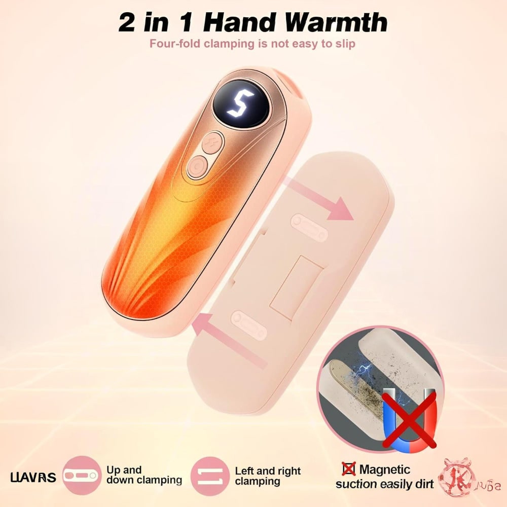 Rechargeable Electric Hand Warmers with LED Display Reusable Portable Pocket Heater Set of 2