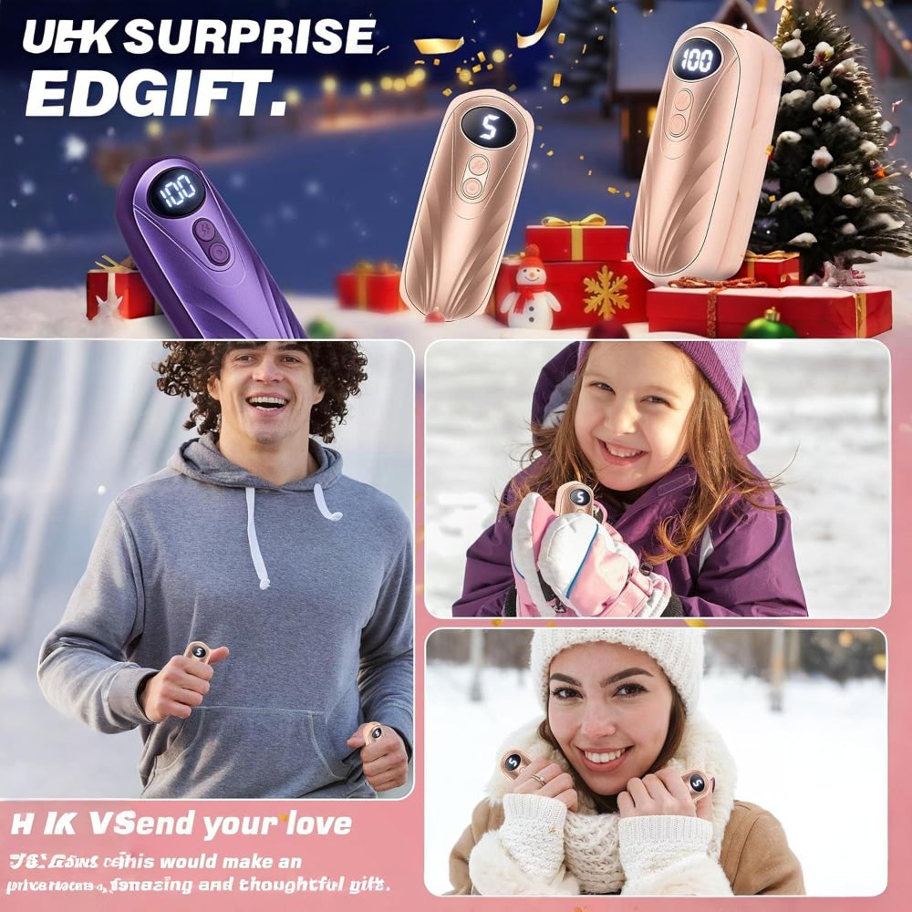Rechargeable Electric Hand Warmers with LED Display Reusable Portable Pocket Heater Set of 2