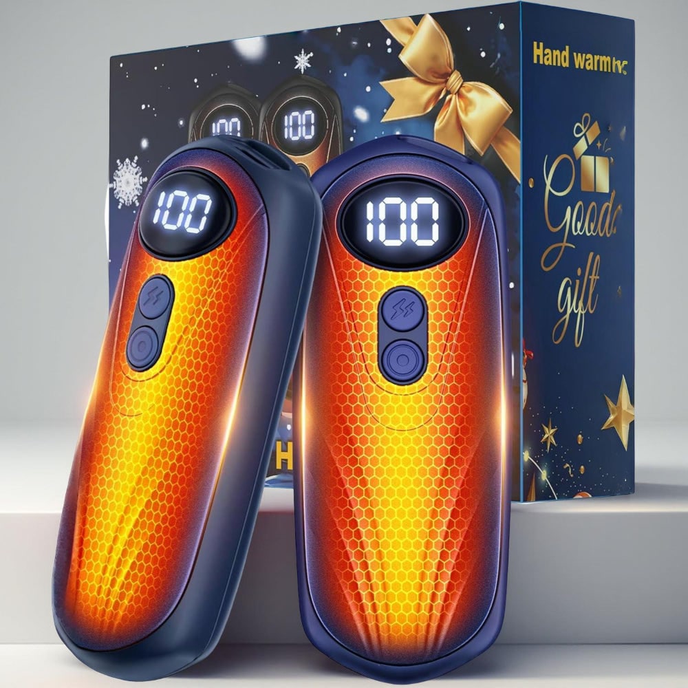Rechargeable Electric Hand Warmers with LED Display Reusable Portable Pocket Heater Set of 2