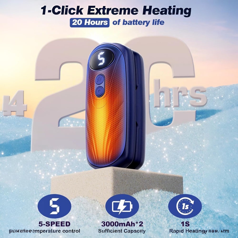 Rechargeable Electric Hand Warmers with LED Display Reusable Portable Pocket Heater Set of 2