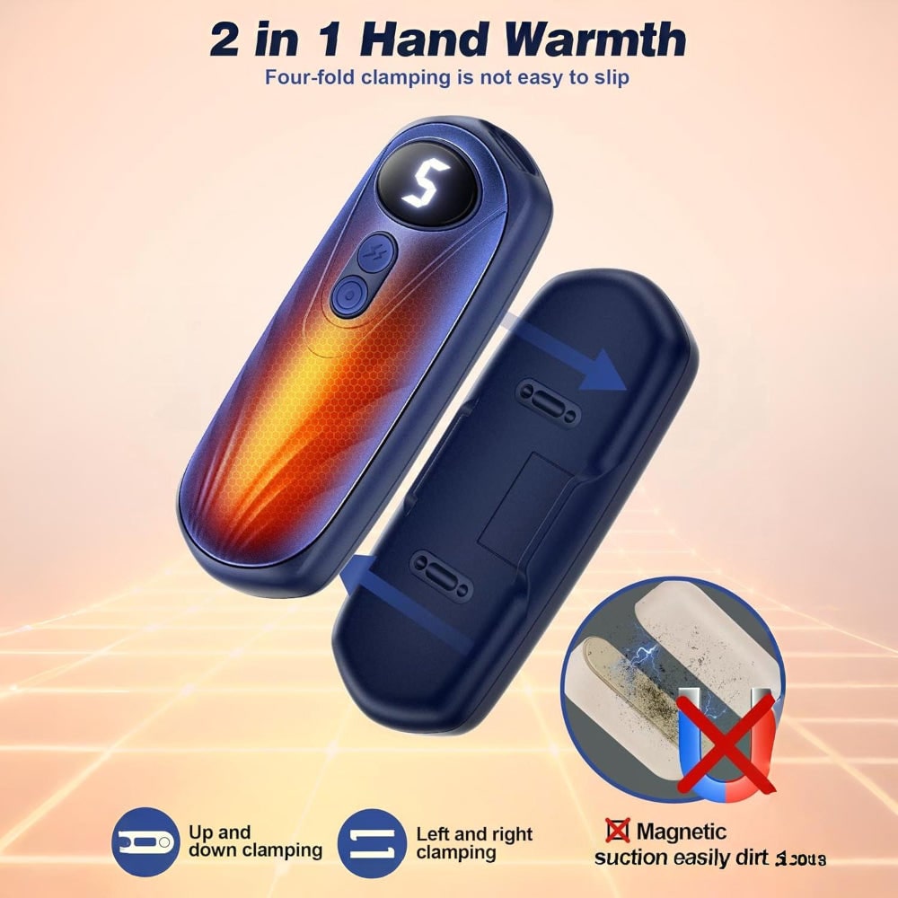 Rechargeable Electric Hand Warmers with LED Display Reusable Portable Pocket Heater Set of 2