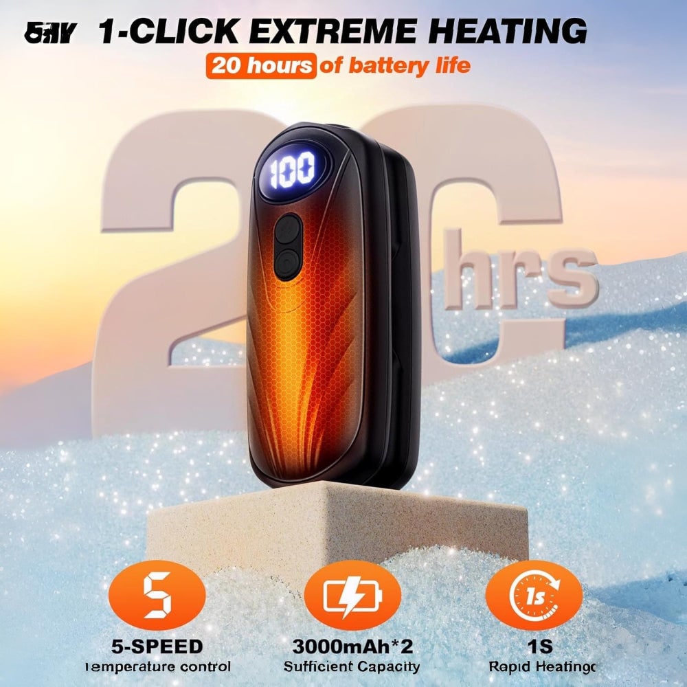 Rechargeable Electric Hand Warmers with LED Display Reusable Portable Pocket Heater Set of 2