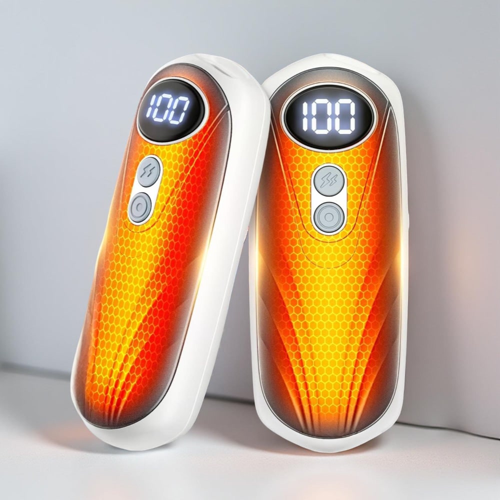 Rechargeable Electric Hand Warmers with LED Display Reusable Portable Pocket Heater Set of 2