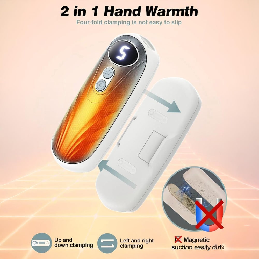 Rechargeable Electric Hand Warmers with LED Display Reusable Portable Pocket Heater Set of 2