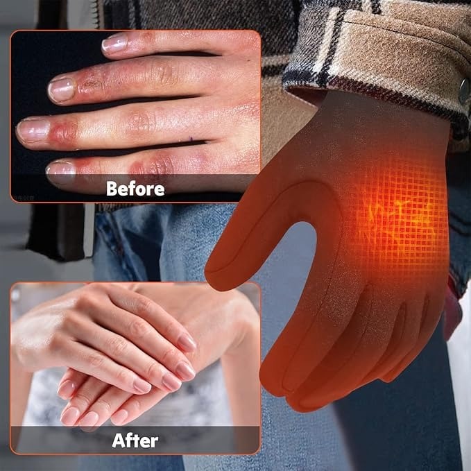 Rechargeable Heated Glove Liners and Mitten with Adjustable Temperature and Battery Pocket
